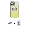 MARSİLYAN™- iPhone 13 Pro Max Kılıf Kutup Yansıma Özel Seri - Siyah Joko 5D Cam + Mavi Renkli Kamera Lens Koruma Cam