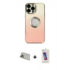 MARSİLYAN™- iPhone 13 Pro Max Kılıf Kutup Yansıma Özel Seri - Siyah Joko 5D Cam + Rose Gold Rainbow Kamera Lens Koruma Cam