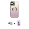 MARSİLYAN™- iPhone 13 Pro Max Kılıf Kutup Yansıma Özel Seri - Siyah Joko 5D Cam + Rose Gold Rainbow Kamera Lens Koruma Cam