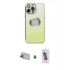 MARSİLYAN™- iPhone 13 Pro Max Kılıf Kutup Yansıma Özel Seri - Siyah Joko 5D Cam + Rose Gold Rainbow Kamera Lens Koruma Cam