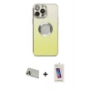 MARSİLYAN™- iPhone 13 Pro Max Kılıf Kutup Yansıma Özel Seri - Siyah Joko 5D Cam + Rose Gold Rainbow Kamera Lens Koruma Cam