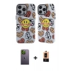 MARSİLYAN™- iPhone 13 Pro Max Kılıf Nova Doku Koleksiyonu - Şeffaf Maxco Cam Ekran Koruyucu + Neon Fosforlu Kamera Lens - YL