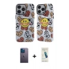 MARSİLYAN™- iPhone 13 Pro Max Kılıf Nova Doku Koleksiyonu - Şeffaf Pasifik Cam Ekran Koruyucu + Neon Fosforlu Kamera Lens - MI