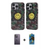 MARSİLYAN™- iPhone 13 Pro Max Kılıf Nova Doku Koleksiyonu - Siyah 18D Cam Ekran Koruyucu + Neon Fosforlu Kamera Lens - BZ