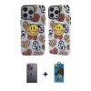 MARSİLYAN™- iPhone 13 Pro Max Kılıf Nova Doku Koleksiyonu - Siyah 18D Cam Ekran Koruyucu + Neon Fosforlu Kamera Lens - BZ