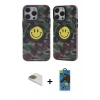 MARSİLYAN™- iPhone 13 Pro Max Kılıf Nova Doku Koleksiyonu - Siyah 18D Cam Ekran Koruyucu + Gold Pers Alüminyum Kamera Lens