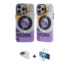 MARSİLYAN™- iPhone 13 Pro Max Kılıf Nova Doku Koleksiyonu - Siyah 3D Antistatik Cam Ekran Koruyucu + Pers Alüminyum Kamera Lens - LT