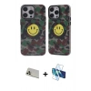 MARSİLYAN™- iPhone 13 Pro Max Kılıf Nova Doku Koleksiyonu - Siyah 3D Antistatik Cam Ekran Koruyucu + Rainbow Kamera Lens Koruma Cam - REGD