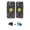 MARSİLYAN™- iPhone 13 Pro Max Kılıf Nova Doku Koleksiyonu - Siyah 3D Antistatik Cam Ekran Koruyucu + Raze Metal Kamera Lens - GD