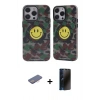 MARSİLYAN™- iPhone 13 Pro Max Kılıf Nova Doku Koleksiyonu - Siyah 3D Antistatik Hayalet Cam Ekran Koruyucu + Renkli Kamera Lens Koruma Cam - PE