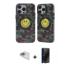 MARSİLYAN™- iPhone 13 Pro Max Kılıf Nova Doku Koleksiyonu - Siyah 3D Antistatik Hayalet Cam Ekran Koruyucu + Sierra Blue Pers Alüminyum Kamera Lens