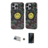 MARSİLYAN™- iPhone 13 Pro Max Kılıf Nova Doku Koleksiyonu - Siyah 3D Antistatik Hayalet Cam Ekran Koruyucu + Rainbow Kamera Lens Koruma Cam - MI
