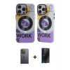 MARSİLYAN™- iPhone 13 Pro Max Kılıf Nova Doku Koleksiyonu - Siyah 3D Antistatik Hayalet Cam Ekran Koruyucu + Neon Fosforlu Kamera Lens - YL