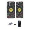 MARSİLYAN™- iPhone 13 Pro Max Kılıf Nova Doku Koleksiyonu - Siyah 3D Antistatik Hayalet Cam Ekran Koruyucu + Renkli Kamera Lens Koruma Cam - MI