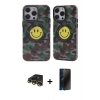 MARSİLYAN™- iPhone 13 Pro Max Kılıf Nova Doku Koleksiyonu - Siyah 3D Antistatik Hayalet Cam Ekran Koruyucu + Raze Metal Kamera Lens - GD