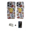 MARSİLYAN™- iPhone 13 Pro Max Kılıf Nova Doku Koleksiyonu - Siyah 3D Antistatik Hayalet Cam Ekran Koruyucu + Rainbow Kamera Lens Koruma Cam - BZ