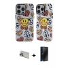 MARSİLYAN™- iPhone 13 Pro Max Kılıf Nova Doku Koleksiyonu - Siyah 3D Antistatik Hayalet Cam Ekran Koruyucu + Rainbow Kamera Lens Koruma Cam - MR