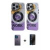 MARSİLYAN™- iPhone 13 Pro Max Kılıf Nova Doku Koleksiyonu - Siyah 3D Antistatik Hayalet Cam Ekran Koruyucu + Neon Fosforlu Kamera Lens - MI