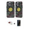 MARSİLYAN™- iPhone 13 Pro Max Kılıf Nova Doku Koleksiyonu - Siyah 3D Antistatik Hayalet Cam Ekran Koruyucu + Pers Alüminyum Kamera Lens - KI