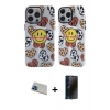 MARSİLYAN™- iPhone 13 Pro Max Kılıf Nova Doku Koleksiyonu - Siyah 3D Antistatik Hayalet Cam Ekran Koruyucu + Rainbow Kamera Lens Koruma Cam - MI