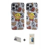 MARSİLYAN™- iPhone 13 Pro Max Kılıf Nova Doku Koleksiyonu - Siyah 6D Mat Seramik Hayalet Nano Ekran Koruyucu + Mor Rainbow Kamera Lens Koruma Cam
