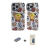 MARSİLYAN™- iPhone 13 Pro Max Kılıf Nova Doku Koleksiyonu - Siyah 6D Mat Seramik Hayalet Nano Ekran Koruyucu + Turuncu Renkli Kamera Lens Koruma Cam