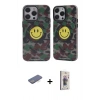 MARSİLYAN™- iPhone 13 Pro Max Kılıf Nova Doku Koleksiyonu - Siyah Bilvis 3D Cam Ekran Koruyucu + Mavi Renkli Kamera Lens Koruma Cam