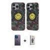 MARSİLYAN™- iPhone 13 Pro Max Kılıf Nova Doku Koleksiyonu - Siyah Bilvis 3D Cam Ekran Koruyucu + Neon Fosforlu Kamera Lens - MI