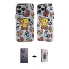 MARSİLYAN™- iPhone 13 Pro Max Kılıf Nova Doku Koleksiyonu - Siyah Bilvis 3D Cam Ekran Koruyucu + Neon Fosforlu Kamera Lens - BZ