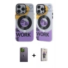 MARSİLYAN™- iPhone 13 Pro Max Kılıf Nova Doku Koleksiyonu - Siyah Bilvis 3D Cam Ekran Koruyucu + Neon Fosforlu Kamera Lens - YL