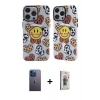 MARSİLYAN™- iPhone 13 Pro Max Kılıf Nova Doku Koleksiyonu - Siyah Bilvis 3D Cam Ekran Koruyucu + Neon Fosforlu Kamera Lens - MI