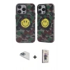 MARSİLYAN™- iPhone 13 Pro Max Kılıf Nova Doku Koleksiyonu - Siyah Bilvis 3D Cam Ekran Koruyucu + Pers Alüminyum Kamera Lens - SABE