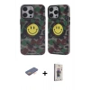 MARSİLYAN™- iPhone 13 Pro Max Kılıf Nova Doku Koleksiyonu - Siyah Bilvis 3D Cam Ekran Koruyucu + Renkli Kamera Lens Koruma Cam - TU