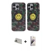 MARSİLYAN™- iPhone 13 Pro Max Kılıf Nova Doku Koleksiyonu - Siyah Bilvis 3D Mat Cam Ekran Koruyucu + Rainbow Kamera Lens Koruma Cam - BZ