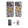 MARSİLYAN™- iPhone 13 Pro Max Kılıf Nova Doku Koleksiyonu - Siyah Bilvis 3D Mat Cam Ekran Koruyucu + Neon Fosforlu Kamera Lens - MI