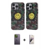 MARSİLYAN™- iPhone 13 Pro Max Kılıf Nova Doku Koleksiyonu - Siyah Bilvis 3D Mat Cam Ekran Koruyucu + Neon Fosforlu Kamera Lens - YL
