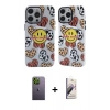 MARSİLYAN™- iPhone 13 Pro Max Kılıf Nova Doku Koleksiyonu - Siyah Bilvis 3D Mat Cam Ekran Koruyucu + Neon Fosforlu Kamera Lens - YL