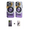MARSİLYAN™- iPhone 13 Pro Max Kılıf Nova Doku Koleksiyonu - Siyah Bilvis 3D Mat Cam Ekran Koruyucu + Neon Fosforlu Kamera Lens - YL