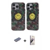 MARSİLYAN™- iPhone 13 Pro Max Kılıf Nova Doku Koleksiyonu - Siyah Bilvis 3D Mat Cam Ekran Koruyucu + Renkli Kamera Lens Koruma Cam - MI