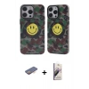 MARSİLYAN™- iPhone 13 Pro Max Kılıf Nova Doku Koleksiyonu - Siyah Bilvis 3D Mat Cam Ekran Koruyucu + Renkli Kamera Lens Koruma Cam - TU