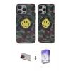 MARSİLYAN™- iPhone 13 Pro Max Kılıf Nova Doku Koleksiyonu - Siyah Bilvis 5in1 3D Magic Cam Ekran Koruyucu + Kırmızı Rainbow Kamera Lens Koruma Cam