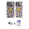 MARSİLYAN™- iPhone 13 Pro Max Kılıf Nova Doku Koleksiyonu - Siyah Bilvis 5in1 3D Magic Cam Ekran Koruyucu + Kırmızı Rainbow Kamera Lens Koruma Cam