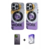 MARSİLYAN™- iPhone 13 Pro Max Kılıf Nova Doku Koleksiyonu - Siyah Bilvis 5in1 3D Magic Cam Ekran Koruyucu + Neon Fosforlu Kamera Lens - YL