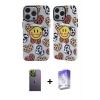 MARSİLYAN™- iPhone 13 Pro Max Kılıf Nova Doku Koleksiyonu - Siyah Bilvis 5in1 3D Magic Cam Ekran Koruyucu + Neon Fosforlu Kamera Lens - YL