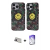 MARSİLYAN™- iPhone 13 Pro Max Kılıf Nova Doku Koleksiyonu - Siyah Bilvis 5in1 3D Magic Cam Ekran Koruyucu + Rainbow Kamera Lens Koruma Cam - MR