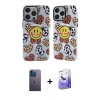 MARSİLYAN™- iPhone 13 Pro Max Kılıf Nova Doku Koleksiyonu - Siyah Bilvis 5in1 5D Magic Hayalet Cam Ekran Koruyucu + Neon Fosforlu Kamera Lens - MI