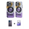 MARSİLYAN™- iPhone 13 Pro Max Kılıf Nova Doku Koleksiyonu - Siyah Bilvis 5in1 5D Magic Hayalet Cam Ekran Koruyucu + Mavi Neon Fosforlu Kamera Lens