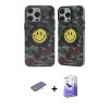 MARSİLYAN™- iPhone 13 Pro Max Kılıf Nova Doku Koleksiyonu - Siyah Bilvis 5in1 5D Magic Hayalet Cam Ekran Koruyucu + Mavi Renkli Kamera Lens Koruma Cam
