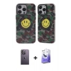 MARSİLYAN™- iPhone 13 Pro Max Kılıf Nova Doku Koleksiyonu - Siyah Bilvis 5in1 5D Magic Hayalet Cam Ekran Koruyucu + Neon Fosforlu Kamera Lens - BZ