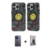 MARSİLYAN™- iPhone 13 Pro Max Kılıf Nova Doku Koleksiyonu - Siyah Bilvis Hayalet Cam Ekran Koruyucu + Neon Fosforlu Kamera Lens - MI